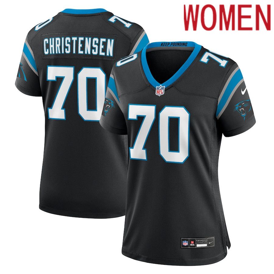 Women Carolina Panthers 70 Brady Christensen Nike Black Team Game NFL Jersey